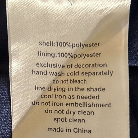 David's Bridal SZ 4 Matine Navy Gown Grecian Style Open Lace Formal Bridesmaid - Picture 10 of 11